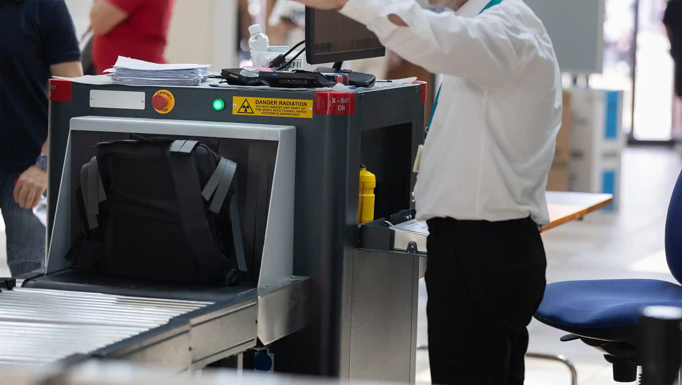 Hand luggage inspection at airport