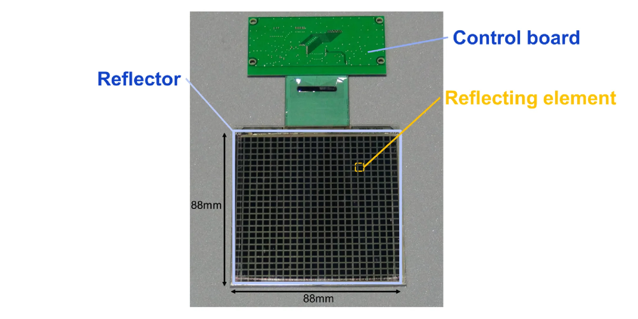 Fig.1 Small sample of direction-variable liquid crystal meta-surface reflector.